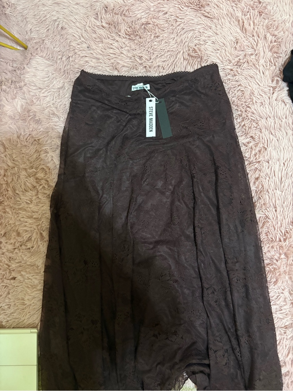 Steve Madden Dark Brown Lace Maxi Skirt